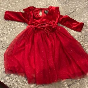 ♥️Size 5-Beautiful Red Dress with Tulle, Velvet on Too (Like NEW)